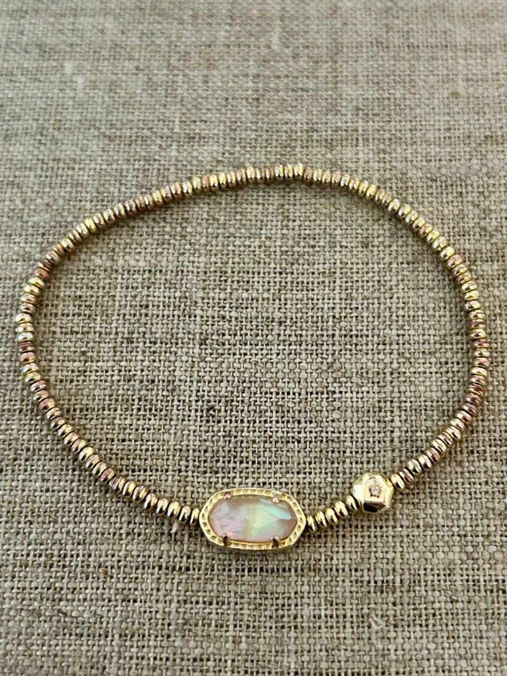 Kendra Scott Gold Greyson Stretch Bracelet with Iridescent Opal Stone